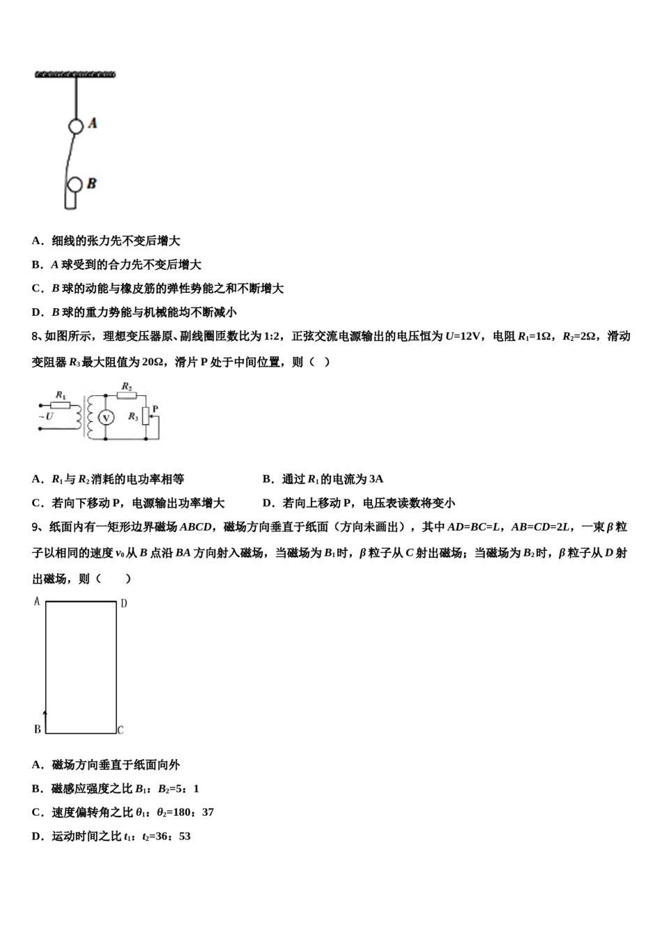 2024年兰州大学附属中学高三第一次调研测试物理试卷含解析.doc_第3页