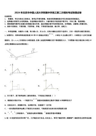 2024年北京市中国人民大学附属中学高三第二次模拟考试物理试卷含解析.doc