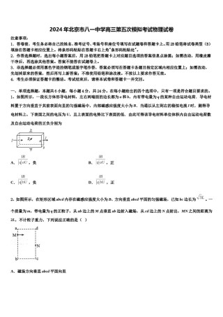 2024年北京市八一中学高三第五次模拟考试物理试卷含解析.doc
