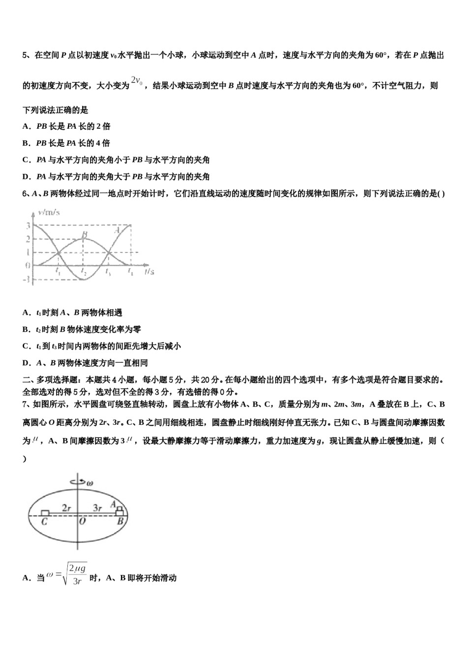 2024年吉林省吉林市蛟河市朝鲜族中学高三第一次模拟考试物理试卷含解析.doc_第2页