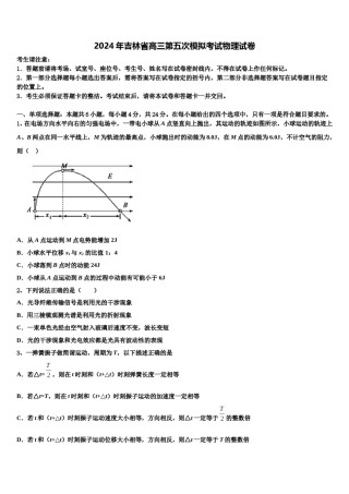 2024年吉林省高三第五次模拟考试物理试卷含解析.doc
