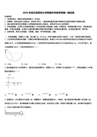 2024年哈尔滨师范大学附属中学高考物理一模试卷含解析.doc