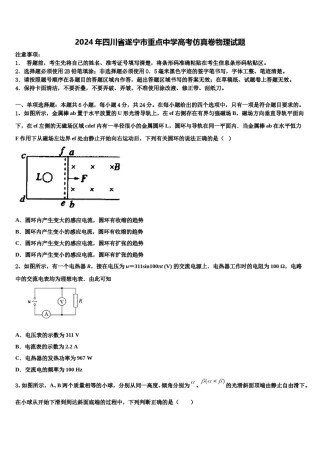 2024年四川省遂宁市重点中学高考仿真卷物理试题含解析.doc