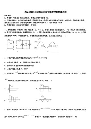 2024年四川省雅安市高考临考冲刺物理试卷含解析.doc