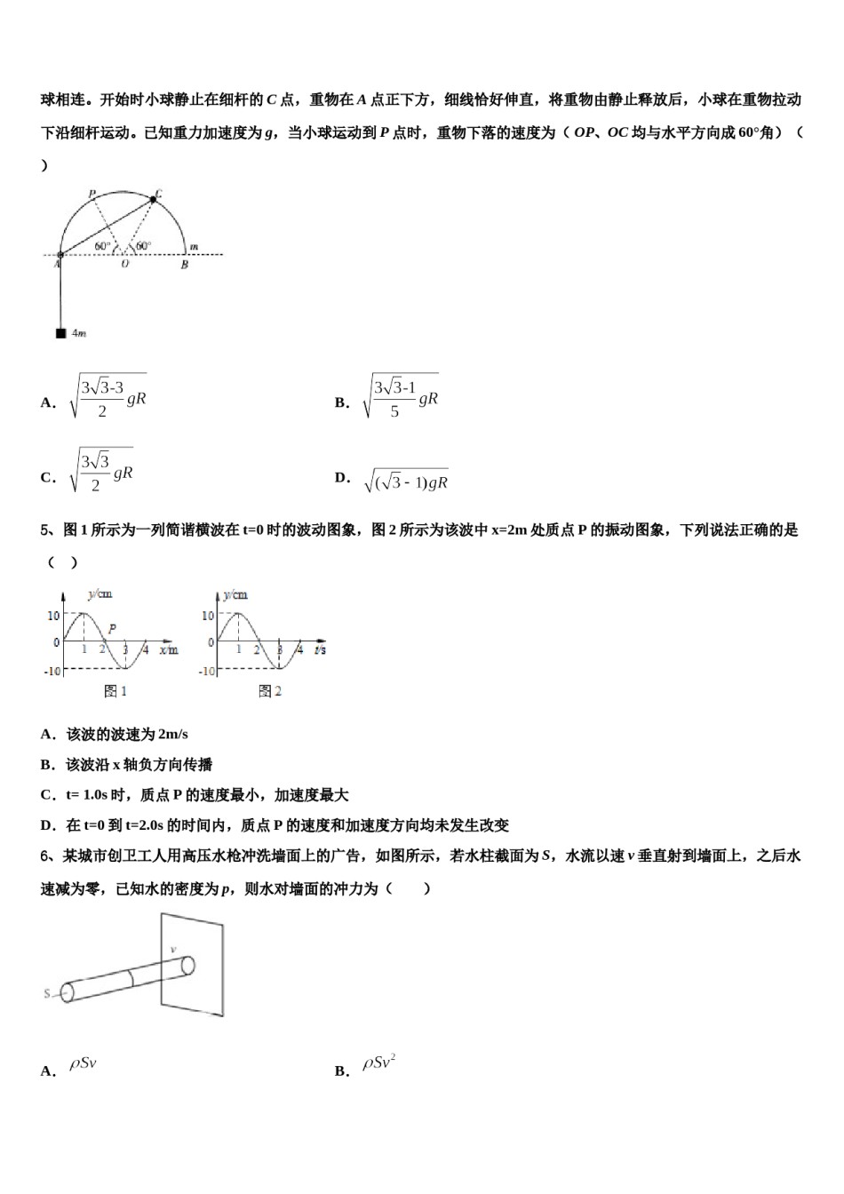 2024年四川省青神中学高三第五次模拟考试物理试卷含解析.doc_第2页