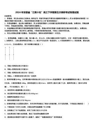 2024年安徽省“江南十校”高三下学期第五次调研考试物理试题含解析.doc