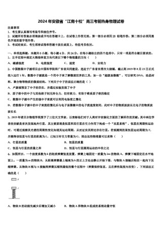 2024年安徽省“江南十校”高三考前热身物理试卷含解析.doc