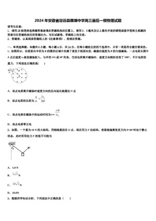 2024年安徽省定远县藕塘中学高三最后一模物理试题含解析.doc