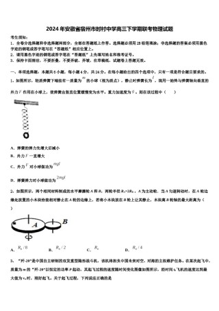 2024年安徽省宿州市时村中学高三下学期联考物理试题含解析.doc