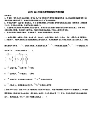 2024年山东新高考考前模拟物理试题含解析.doc