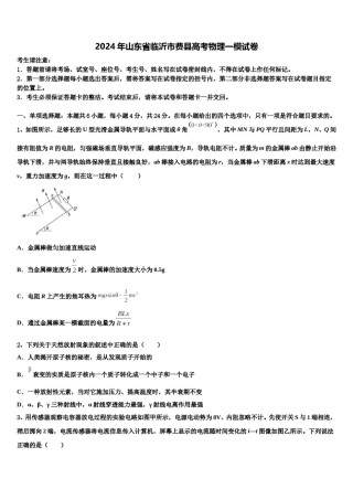 2024年山东省临沂市费县高考物理一模试卷含解析.doc