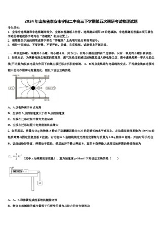 2024年山东省泰安市宁阳二中高三下学期第五次调研考试物理试题含解析.doc