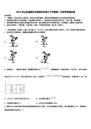 2024年山东省滕州市善国中学高三下学期第一次联考物理试卷含解析.doc
