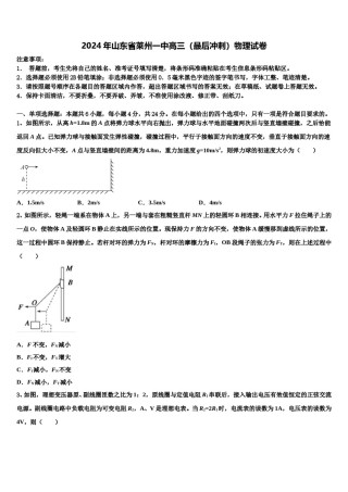 2024年山东省莱州一中高三（最后冲刺）物理试卷含解析.doc