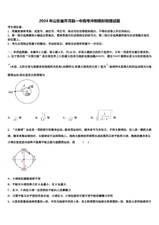 2024年山东省齐河县一中高考冲刺模拟物理试题含解析.doc