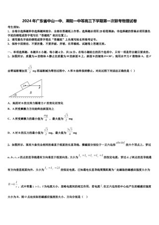 2024年广东省中山一中、潮阳一中等高三下学期第一次联考物理试卷含解析.doc