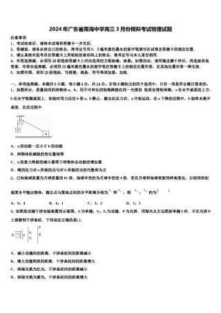 2024年广东省南海中学高三3月份模拟考试物理试题含解析.doc