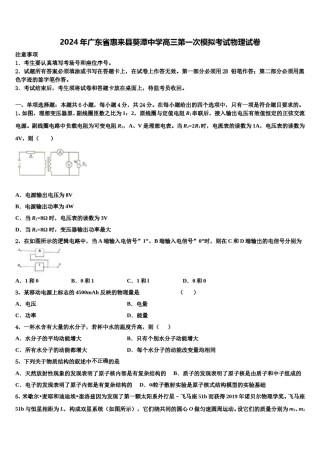 2024年广东省惠来县葵潭中学高三第一次模拟考试物理试卷含解析.doc