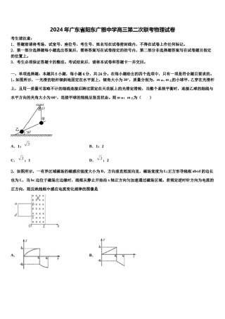 2024年广东省阳东广雅中学高三第二次联考物理试卷含解析.doc
