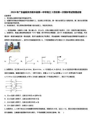 2024年广东省韶关市新丰县第一中学高三3月份第一次模拟考试物理试卷含解析.doc