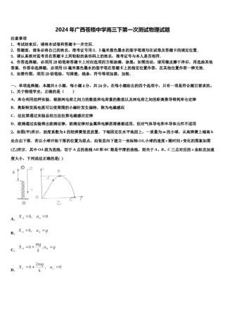 2024年广西苍梧中学高三下第一次测试物理试题含解析.doc