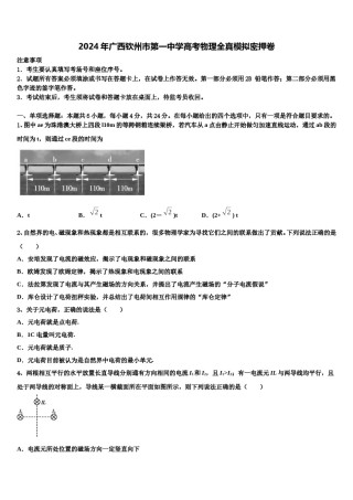 2024年广西钦州市第一中学高考物理全真模拟密押卷含解析.doc