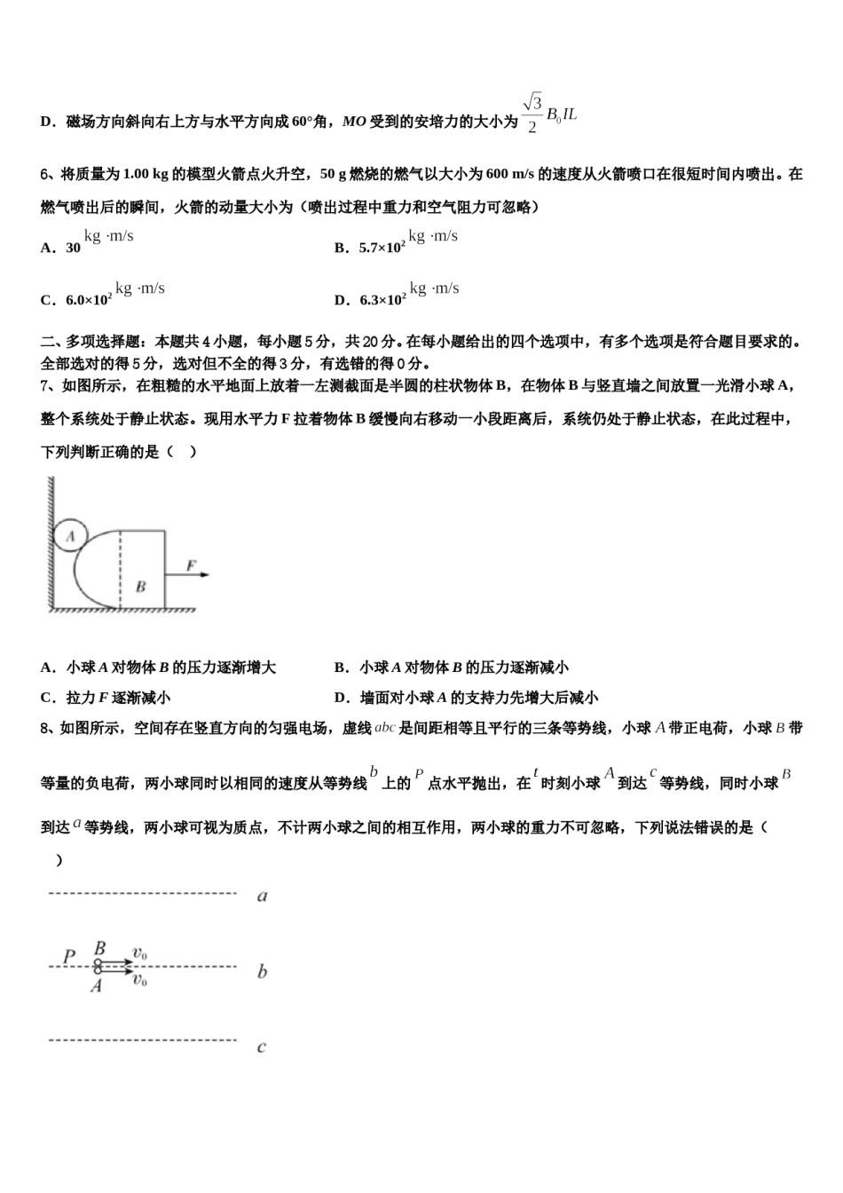 2024年江苏省东台市三仓中学高三下学期第五次调研考试物理试题含解析.doc_第3页