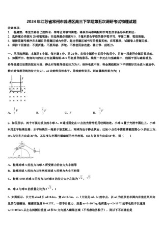 2024年江苏省常州市武进区高三下学期第五次调研考试物理试题含解析.doc