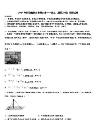 2024年河南省新乡市新乡市一中高三（最后冲刺）物理试卷含解析.doc