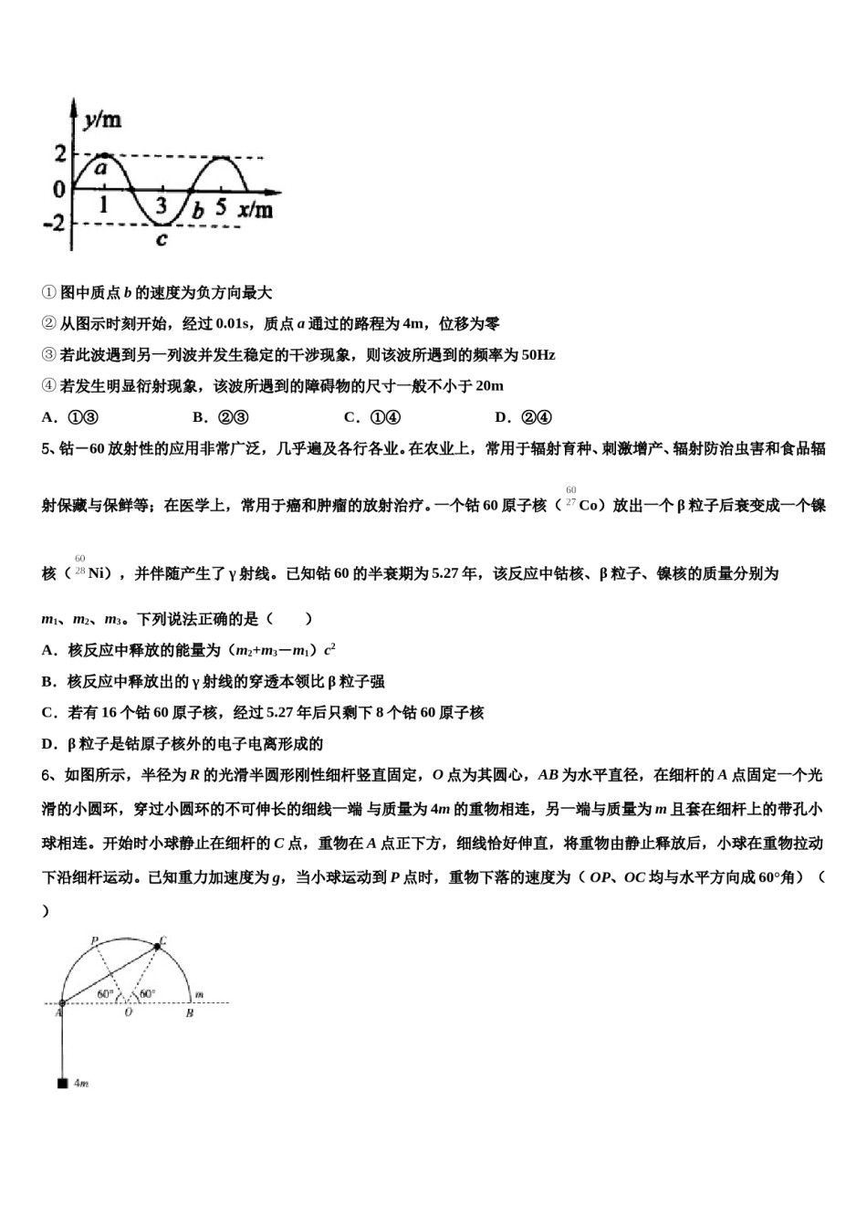 2024年海南省临高中学高三下学期第五次调研考试物理试题含解析.doc_第2页
