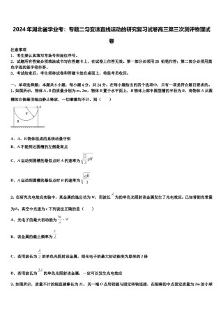 2024年湖北省学业考：专题二匀变速直线运动的研究复习试卷高三第三次测评物理试卷含解析.doc