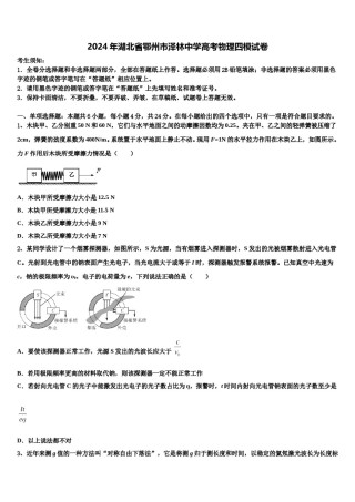 2024年湖北省鄂州市泽林中学高考物理四模试卷含解析.doc