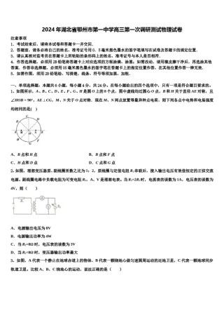 2024年湖北省鄂州市第一中学高三第一次调研测试物理试卷含解析.doc