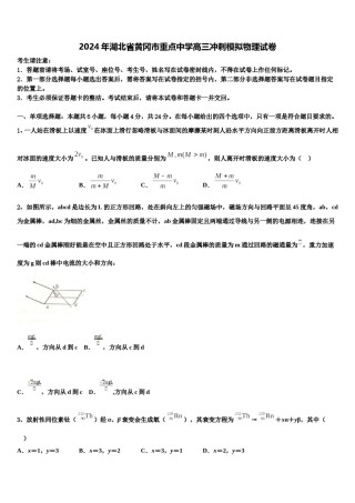 2024年湖北省黄冈市重点中学高三冲刺模拟物理试卷含解析.doc