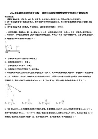 2024年湖南湖北八市十二校（湖南师范大学附属中学高考物理倒计时模拟卷含解析.doc