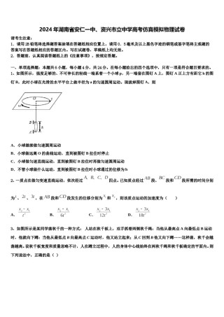 2024年湖南省安仁一中、资兴市立中学高考仿真模拟物理试卷含解析.doc