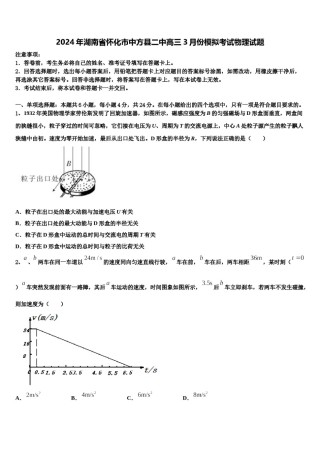 2024年湖南省怀化市中方县二中高三3月份模拟考试物理试题含解析.doc