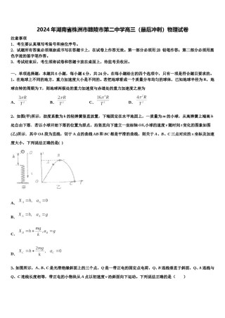 2024年湖南省株洲市醴陵市第二中学高三（最后冲刺）物理试卷含解析.doc