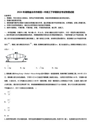 2024年湖南省永州市新田一中高三下学期联合考试物理试题含解析.doc