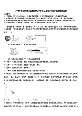 2024年湖南省洞口县第九中学高三第四次模拟考试物理试卷含解析.doc