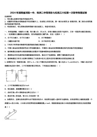 2024年湖南省浏阳一中、株洲二中等湘东七校高三六校第一次联考物理试卷含解析.doc