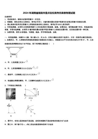 2024年湖南省衡阳市重点名校高考仿真卷物理试题含解析.doc