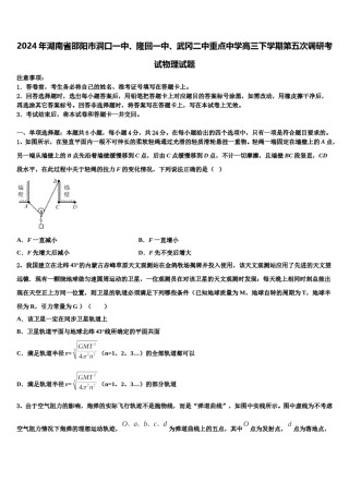 2024年湖南省邵阳市洞口一中、隆回一中、武冈二中重点中学高三下学期第五次调研考试物理试题含解析.doc