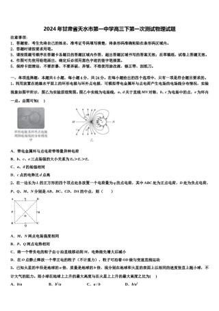2024年甘肃省天水市第一中学高三下第一次测试物理试题含解析.doc