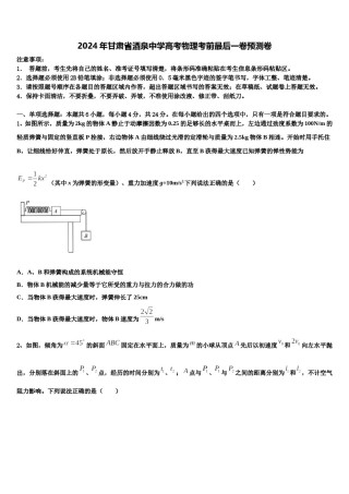 2024年甘肃省酒泉中学高考物理考前最后一卷预测卷含解析.doc