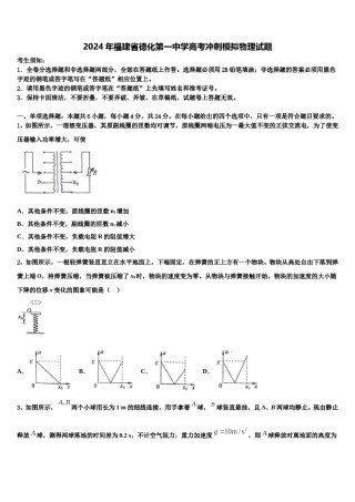 2024年福建省德化第一中学高考冲刺模拟物理试题含解析.doc