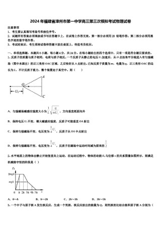 2024年福建省漳州市第一中学高三第三次模拟考试物理试卷含解析.doc