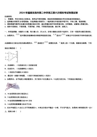 2024年福建龙海市第二中学高三第六次模拟考试物理试卷含解析.doc