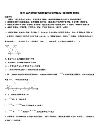 2024年西藏拉萨市那曲第二高级中学高三压轴卷物理试卷含解析.doc