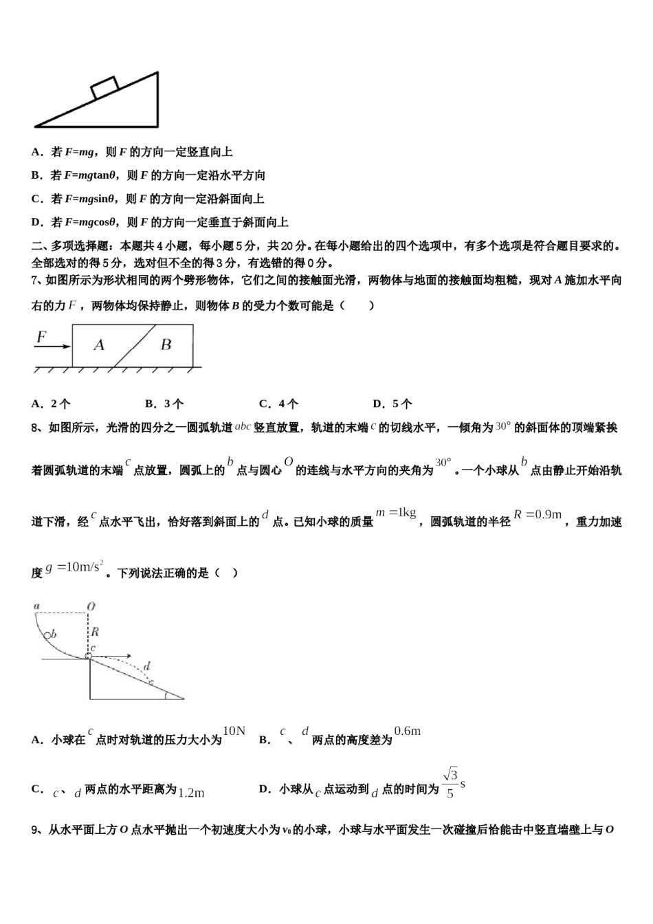 2024年贵州省安顺市平坝区集圣中学高考仿真卷物理试卷含解析.doc_第3页